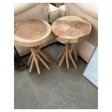 Two Wooden Rustic Side Tables