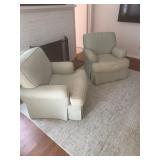Two Green Upholstered Club Chairs