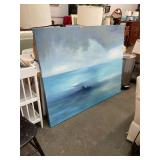 Large Blue Nautical Landscape Print on Canvas