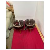 Vintage Stoneware Pots on MCM Rack