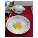 Tabasco Tureen With Faux Apples and Chicken Plate