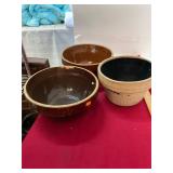 3 Antique Pottery Batter Bowls