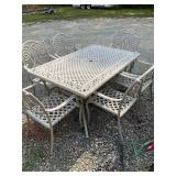 Cast Aluminum Table and 6 Chairs