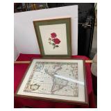 Map and Flower Wall Hanging