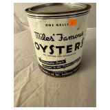 J H Miles Norfolk Va Gallon Oyster Can