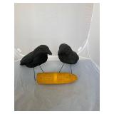 2 Crows and Corn Vintage Decoys