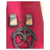 2 Antique Pure Ocide Cans & Well Pulley