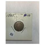 1865 UG Three Cent Nickel  Coin