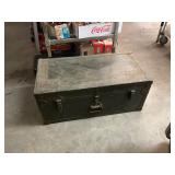 Antique Metal Cornered Foot Locker Chest