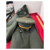 Vintage Military Uniform  Hat and Officers Coat