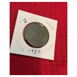 1837 Large Cent Coin