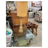 Glass End Table and Lamp
