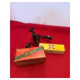 Antique Reloading Press and 2 Ammo Boxes