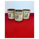 3 Plug Top Unused Pint Oyster Cans