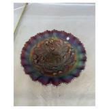 Antique Carnival Glass Strawberry Bowl