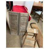 Vintage Wooden Stool & Shutters