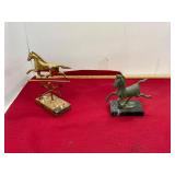 2 Brass and Marble Horse Statues