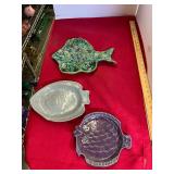 3 Piece Pottery Fish Plates