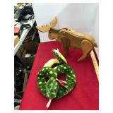 Wooden Moose and Snake Lot