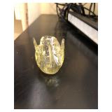 Vaseline Glass Swan Salt Cellar