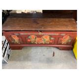 Painted Folk Art Dove Tailed Chest