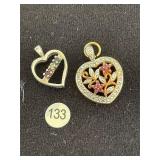 2 Sterling Heart Charms