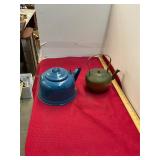 Enamel and Brass Vintage Kettles