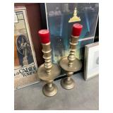 Pair of Large Brass Candle Sticks
