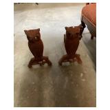 Pair of Cast Iron Owl Andirons