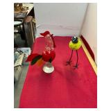 Art Glass Rooster and Bird