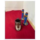 Pottery Candlesticks and Mug