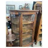 Antique Oak Lions Head Bowfront China Cabinet