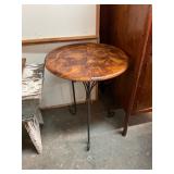 Carved Fish Wooden Top Iron Base Table