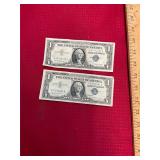 2- 1957B $1 Silver Certificates