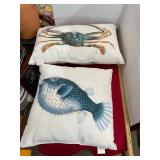 Pottery Barn Fish and Crab Pillows