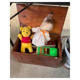 Vintage Toys in Wooden Trunk