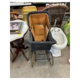 Antique Wicker Baby Buggy