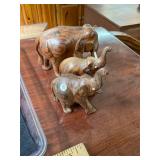 Set of 3 Carved Elephants
