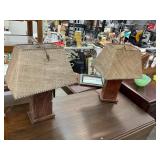 2 Carved Monkey Pod MCM Lamps