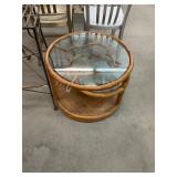 Vintage Rattan Glass Top Coffee Table
