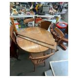 Antique Clawfoot Oak Table and 4 Cane Bottom Chair