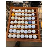 Wooden Shelf with Collectible Golf Balls