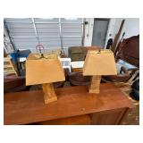 Monkey Pod MCM Pair of Lamps