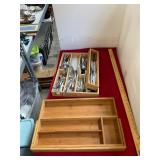 Stainless Flatware and Bamboo Trays