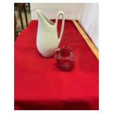 Cranberry Art Glass and Rofrand Sweeden Pitchers