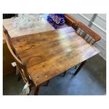 Antique Farm Table and Two Chairs