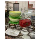 Two Green Fruit Bowls and Chinese Hand Massager