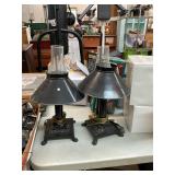 Pair of Black Train Lamps