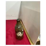 Antique Pottery Painted Beer Bottle