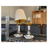 Milk Glass and Amber Vintage Lamps